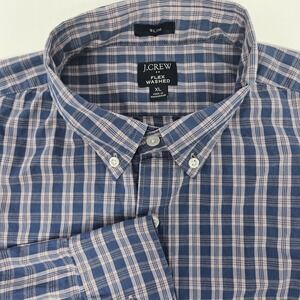J.Crew Flex Washed Slim Fit Plaid Button Down Shirt Men's XL Blue Pink